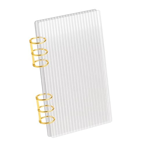 SBYURE A6 Binder Clear Acrylic Binder 6Ring Budget Binders Thick Stripe A6 Planner Binders with Gold Metal Round Ring fo