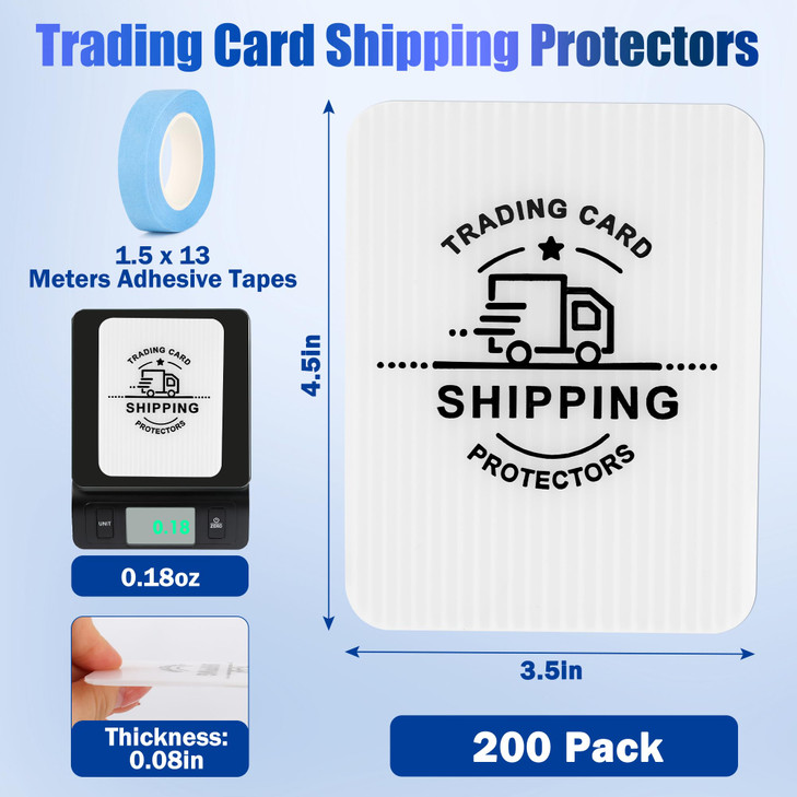 200 Pack Trading Card Shipping Protectors with Tape Rolls AHIER 35 x 45 Plastic Cardboard Inserts for Bubble Mailers Tra
