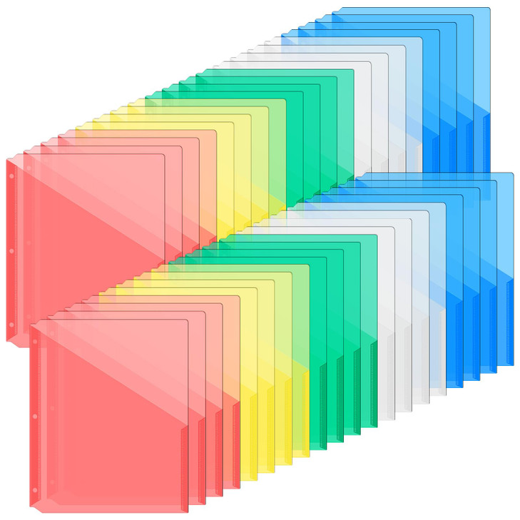 Maitys 50 Pack Binder Pockets 3 Hole Punch Clear Plastic Document Folders Binder Organizer Store Letter Size 85x11 Inch