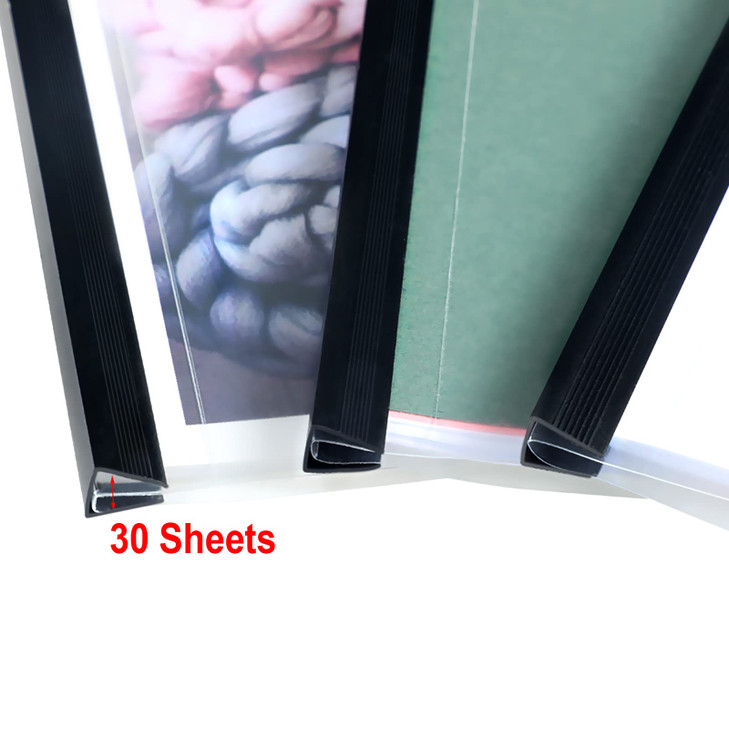 Outus 30 Pieces Binding Bars Slide Grip Binding Bars for Office Report Cover A4 Size 30 Sheets Capacity 12 Inch Black