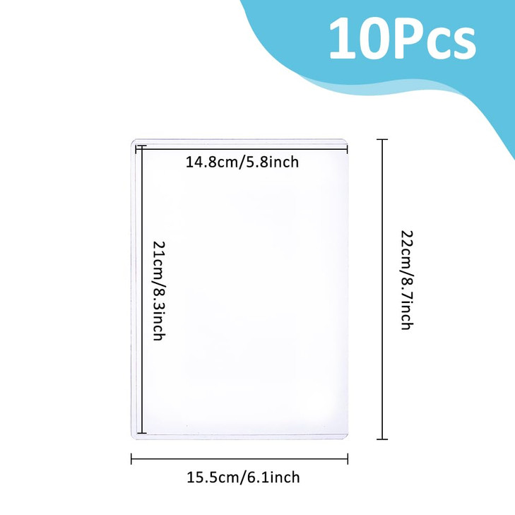 SUPERFINDINGS 10Pcs 58x83inch Clear Sheet Protectors Plastic A5 Paper Protectors Waterproof Hard Document Photo Sleeves