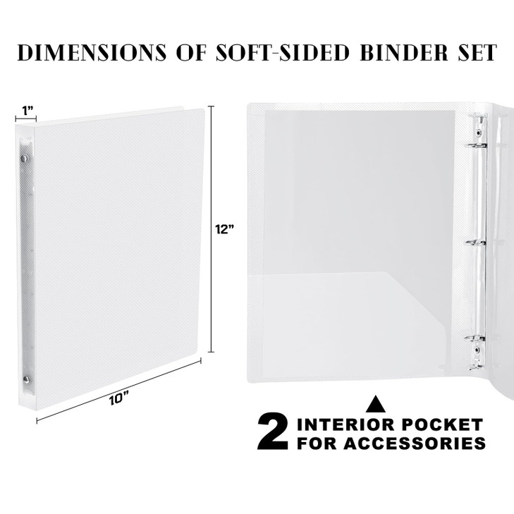 Fulmoon 12 Pcs 1 Inch 3 Ring Binders with 2 Interior Pockets Fits Letter Size Paper 85 x 11 Clear View 1inch Three Ring