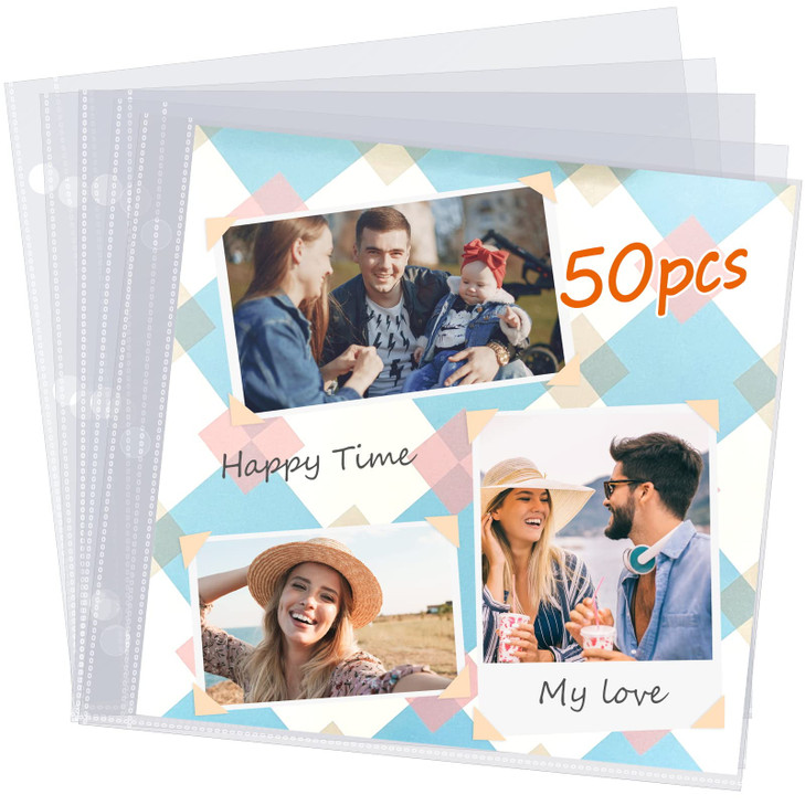 12x12 Scrapbook Page Protectors 50 Pack Heavyweight Fit Scrapbook Binder and 12x12 Photo Album Refill Pages