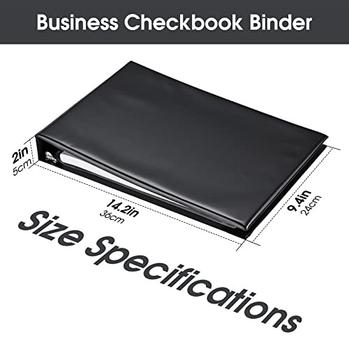 7 Ring Business Check Book Binder 600 Checks Capacity for 9 x 13 Sheets PU Leather Checkbook Holder with Zip Pouch