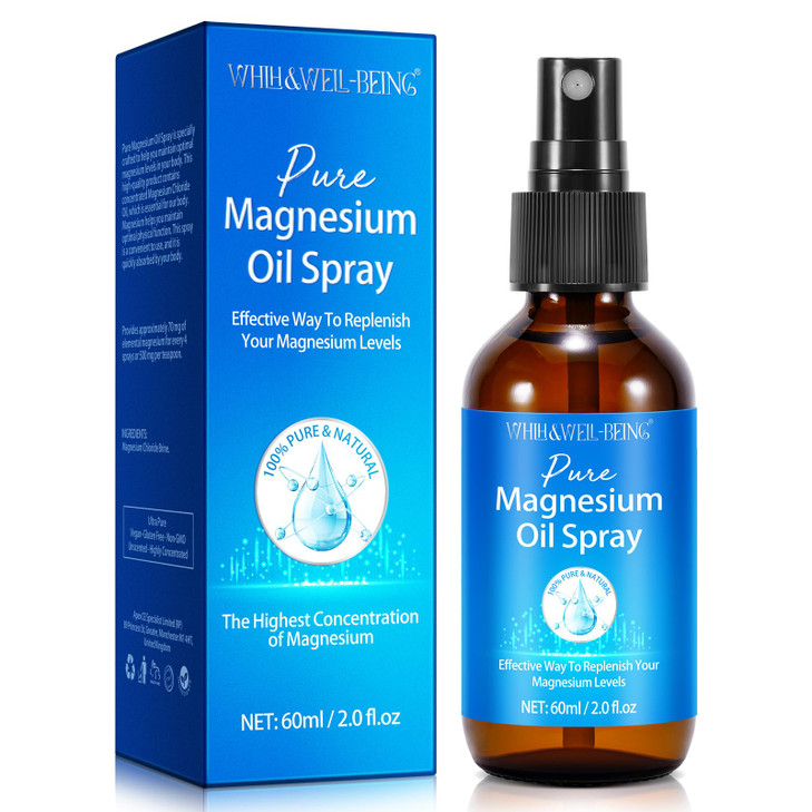 Magnesium Spray, Pure Magnesium Oil Spray for Feet, Natural Ingredient in Glass Bottle, Easy to Absorb and Use 1Pack