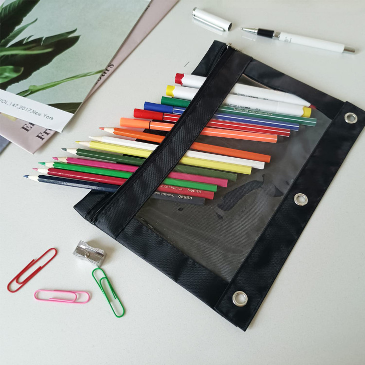 YoeeJob Pencil Pouch for 3 Ring Binder Binder Pouches with Zipper Bulk Pen Holder Case with Clear Window School Class Of