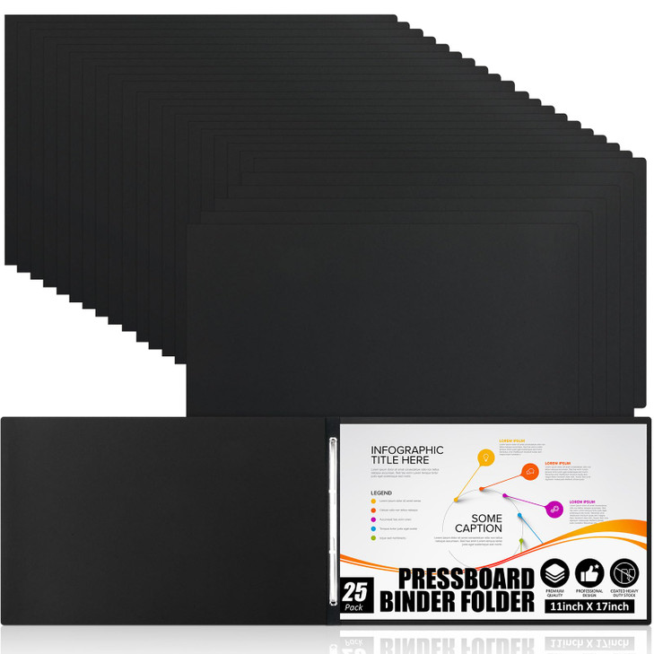 Resurhang 25 Pcs Pressboard Report Cover 3 Capacity Presentation Binder Folder with Metal Prong Paper Fastener to Neatly