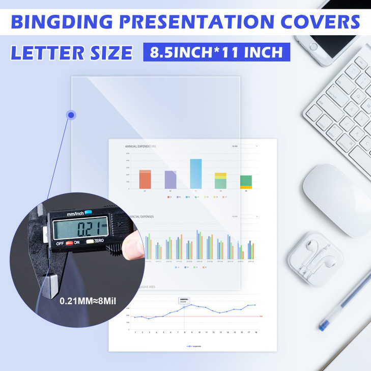 TOTiyea 200 Pack 8 Mil PVC Binding Presentation Covers Clear Report Covers for Binding85x11 InchesLetter Size