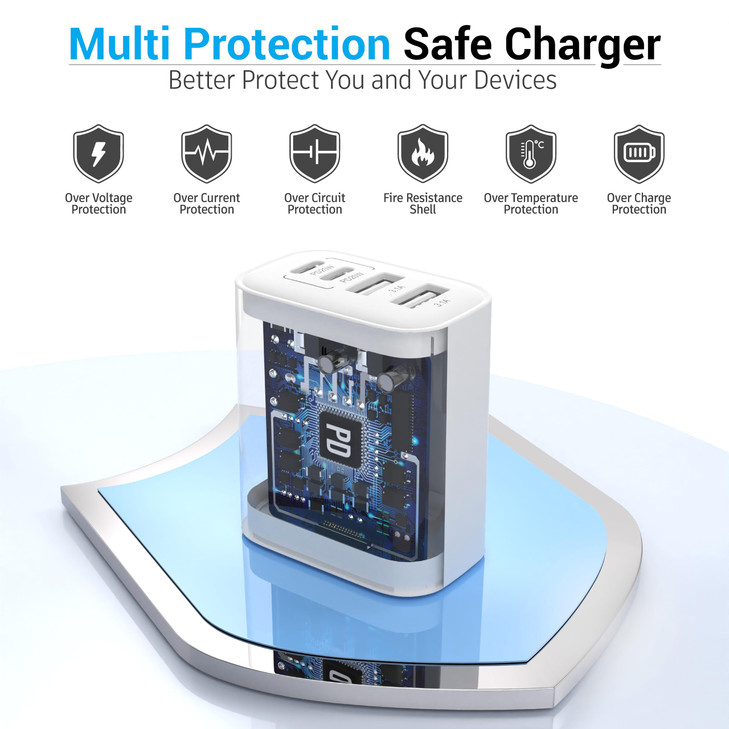 USB C Charger Block, 40W 4 Ports USB-C Wall Charger Plug Fast Charging, for iPhone Charger, QC Multiport Adapter, USB A Type C Box Brick Cube for iPh