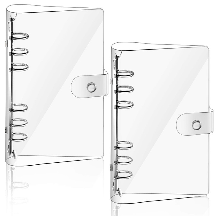 Zonon Clear A6 Binder Transparent Soft PVC 6 Ring Budget Binder Refillable Planner Cover Protector Snap Button Closure L