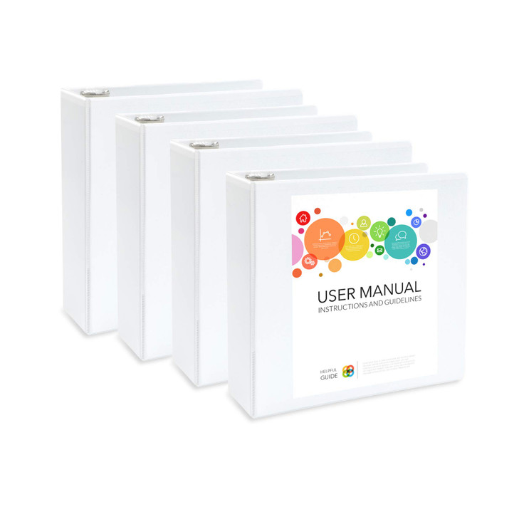 White 3 Ring Binder 3 Inch Heavy Duty Large Binder with Clear View Cover for Office and School Big Rings Hold up to 625