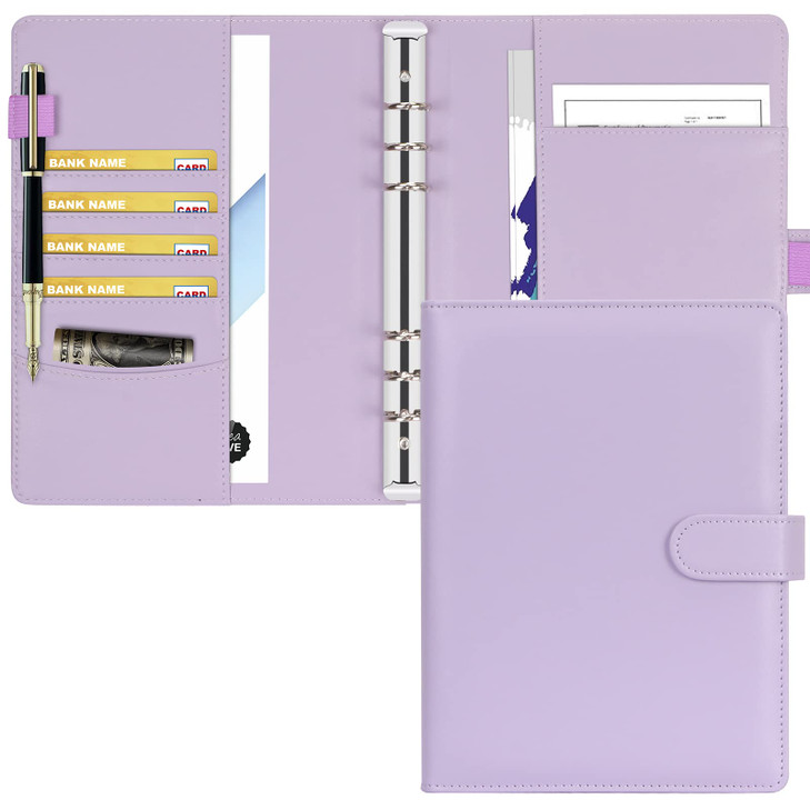 Toplive A5 Binder 6 Ring Personal Organizer Planner Binder Cover Makaron Purple Portfolio Folder for Women with Macaron