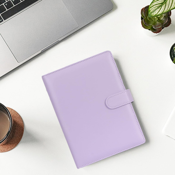 Toplive A5 Binder 6 Ring Personal Organizer Planner Binder Cover Makaron Purple Portfolio Folder for Women with Macaron