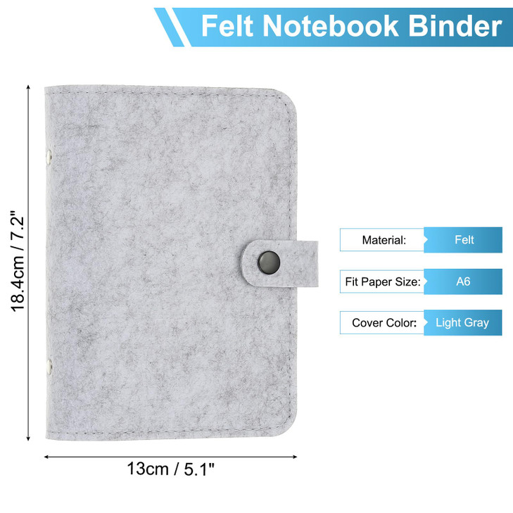 PATIKIL A6 Felt Binder 6 Ring Soft Cover Refillable Notebook Binder with Pocket for Filler Paper Budget Journal Diary Ac