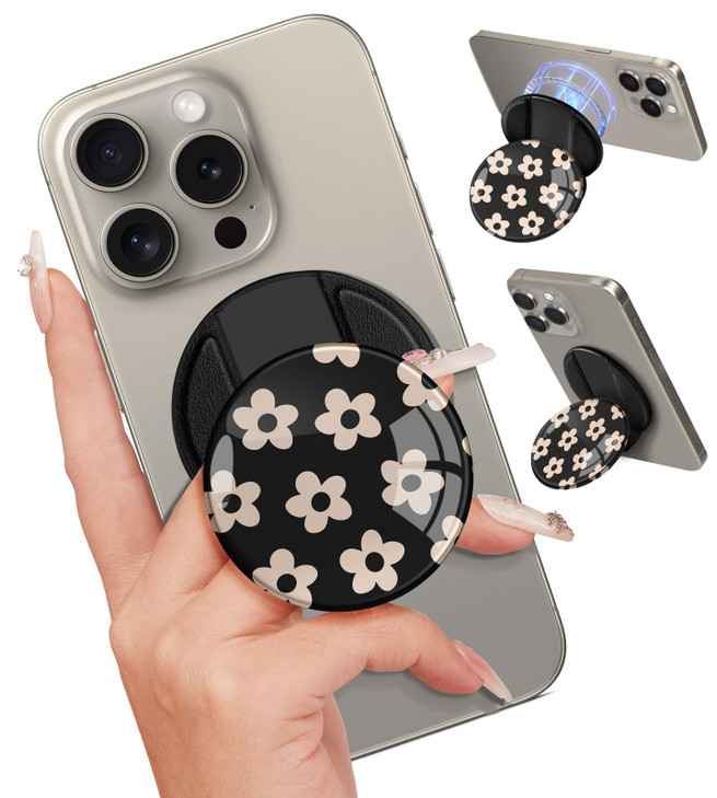 Kidcube Phone Grip Compatible with Magsafe - Women Girl Phone Ring Holder Grip Stand Finger Grip Kickstand Cute Girly Kawaii Flower Compatible with M