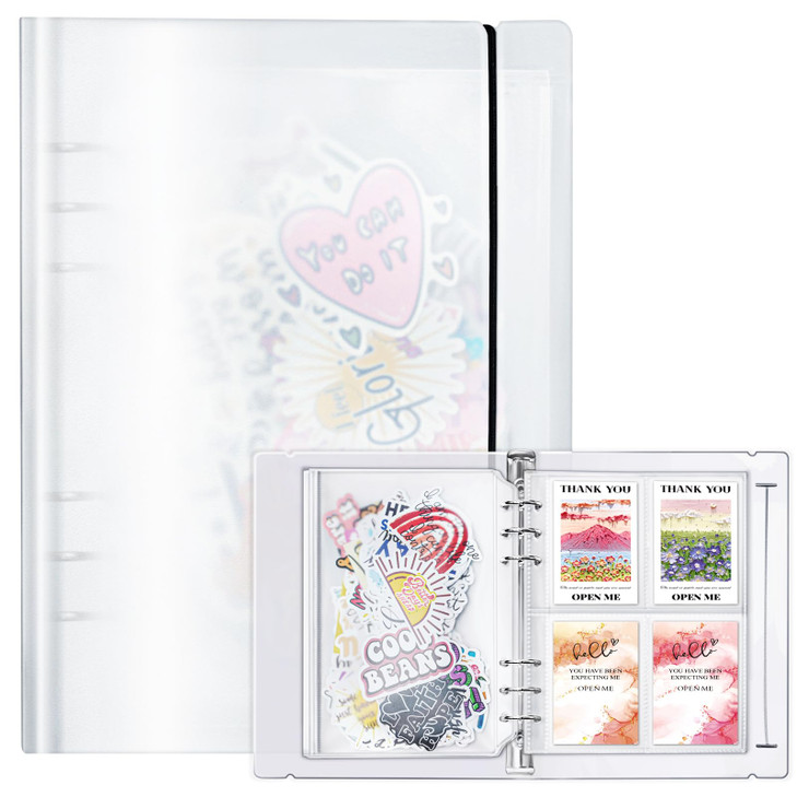 tutata A5 Sticker Collecting Book Sticker Storage Album with 45 Binder Sleeves 5 Sizes 185 Pockets