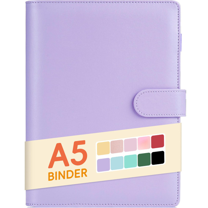 Sooez A5 binder 6 Ring Refillable Notebook Planner Cover Small Leather Organizer Empty Binder for BudgetJournalPhotocard