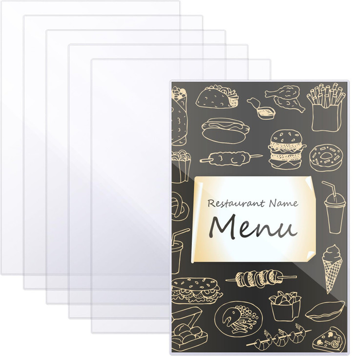 Henoyso 5 Pcs 85 x 14 Rigid Print Protectors Clear Hard Plastic Paper Page Poster Protector Menu Cover Plastic Sleeves f