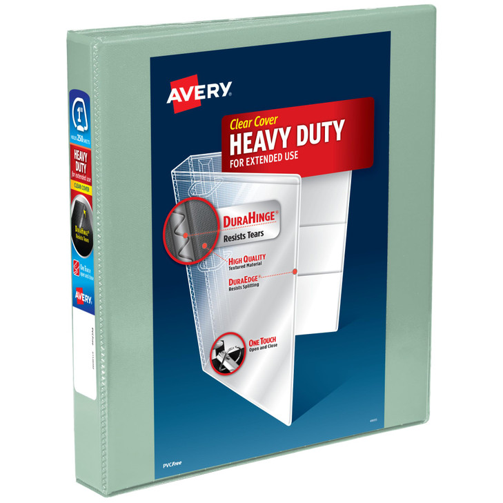 Avery HeavyDuty View 3 Ring Binder 1 Inch One Touch Slant Rings 250Sheet Capacity DuraHinge 14 Inch Wide Spine Customiza