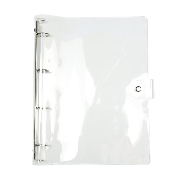 A4 Clear Soft PVC Round Ring Binders Dia 25mm 4Ring Binder Cover with Snap Button Closure for Loose Leaf Journal Planner
