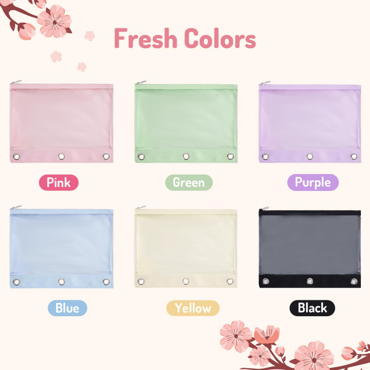 Forvencer Pencil Pouch for 3 Ring Binder Large Capacity Binder Pencil Pouch with Smooth Zipper 3 Reinforced Grommets Pen