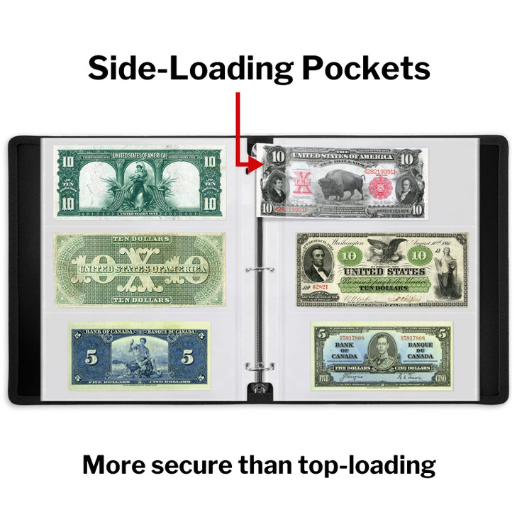 Dunwell Binder Currency Sleeves for Collectors 25 Pack AcidFree 3Pocket Clear Plastic Refill Pages for Currency Collecti