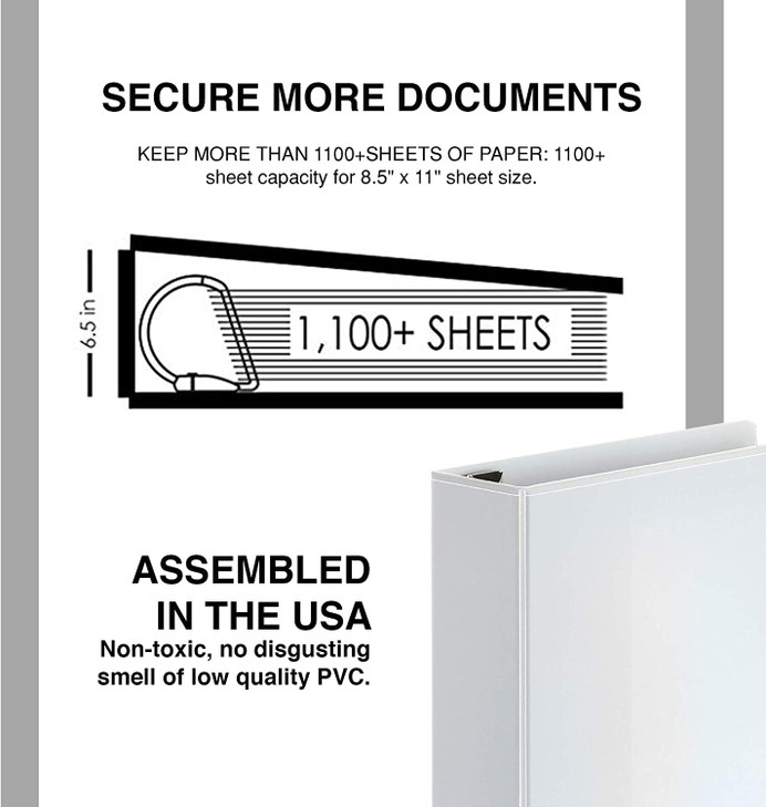 4 Pack of 6 Inch 3 Ring Binder with Locking Angle D Rings Professional Heavy Duty Large Storage Binder with Pockets Fits