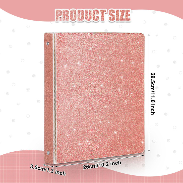 Geyoga 10 Pieces 3 Rings Binder Glitter 1 Inch Round Ring Binder Organizer Hold 300 Sheet fit 85 x 11 Paper File Folder