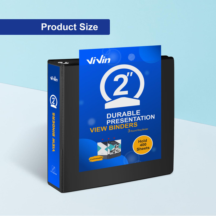 3 Ring Binder 2 Inch ViVin Sturdy 2Round Ring Binder with 2 Interior Pockets Clear View Cover PVCFree Fits 400 Sheets of
