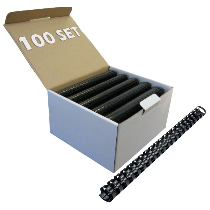 PERFORMORE Binding Combs 100 Pack 34 Diameter 1075 Overall Length Black Plastic Binding Spines 19 Rings 150 Sheet Capaci