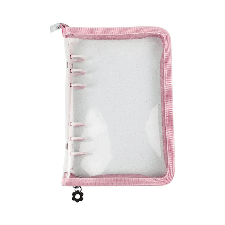 A6 Binder Cover Refillable 6 Ring Notebook Binder Clear Soft PVC Zipper Binders Folder for 6 Hole Filler Paper Personal