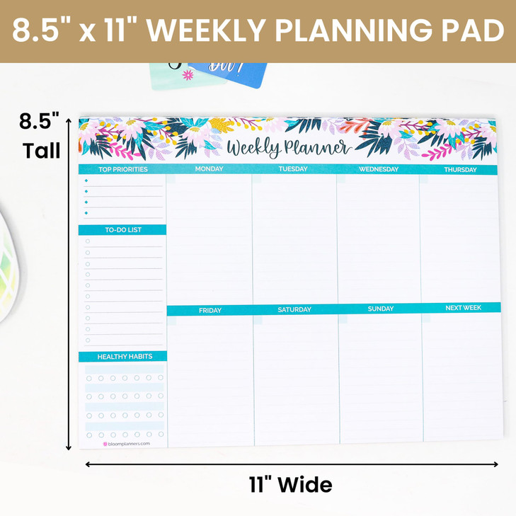 bloom daily planners Horizontal Weekly TearOff To Do List Planning Pad Undated Notepad Organizer Healthy Habit Tracker 8