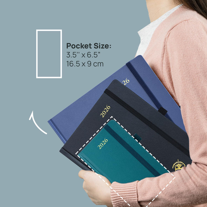 POPRUN 2026 Pocket Calendar Planner Mini Size35 x 65 Hardcover12 Months Jan Dec 2026 Small Planner Weekly and Monthly fo