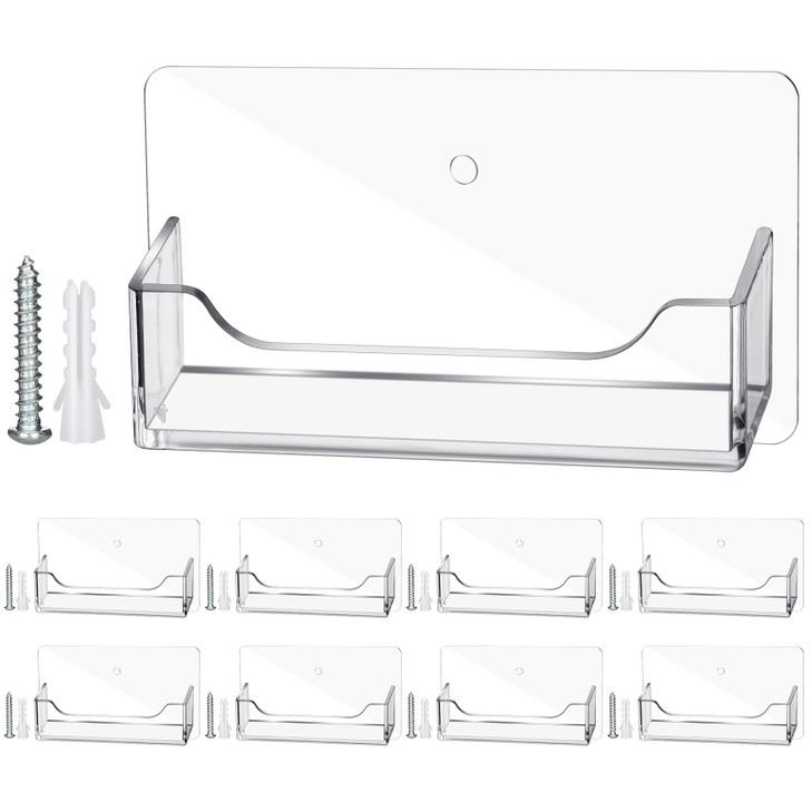 Wesiti 8 Pcs Business Card Holder Wall Mount Clear Acrylic Desk Visiting Card Holder Display Plastic Stand Door Desktop