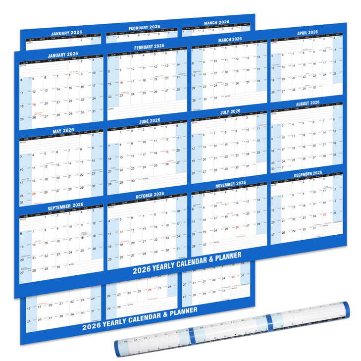 32 x 48 Wall Calendar 2026 Dry Erase Large Laminated Calendar Annual Full Yearly Wall Planner 12 Month HorizontalVertica