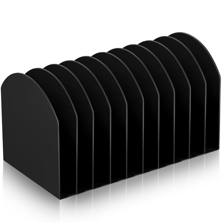 Suzile Metal Desktop File Organizer 10 Compartments Vertical File Sorter Black 1063 L x 579 W x 541 H Office Reception A