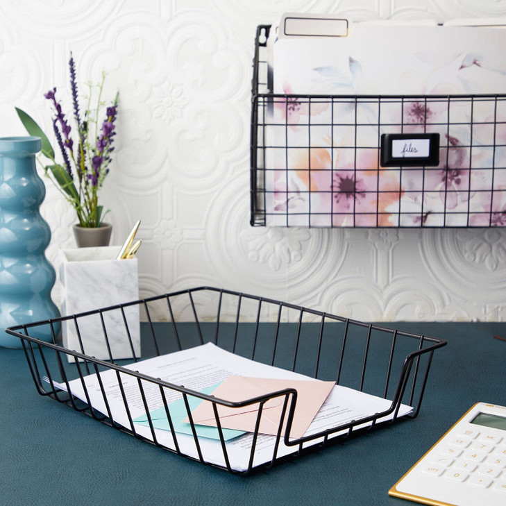 Okuna Outpost Metal Wire Paper Basket Organizer SpaceSaving Wire Baskets for Organizing Office Document Sorting Station