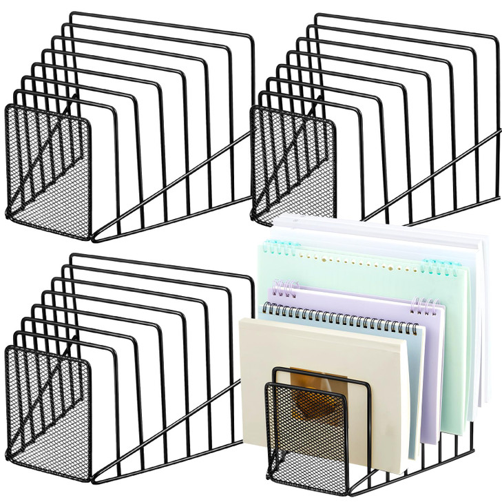 Chivertion 4 Pcs 7 Section Wire File Organizer for Desk Metal Mesh Incline File Holder Letter Magazine Folder Rack Deskt