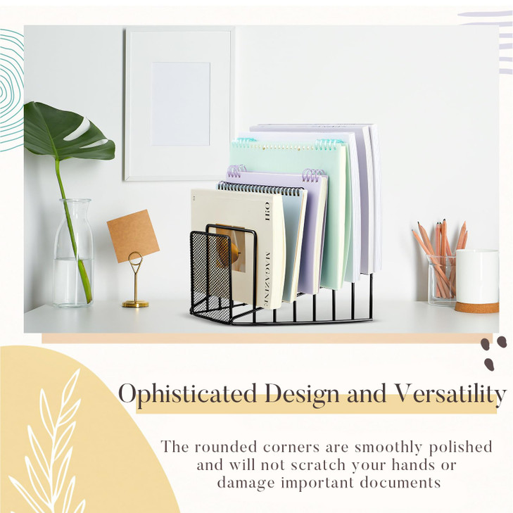 Chivertion 4 Pcs 7 Section Wire File Organizer for Desk Metal Mesh Incline File Holder Letter Magazine Folder Rack Deskt