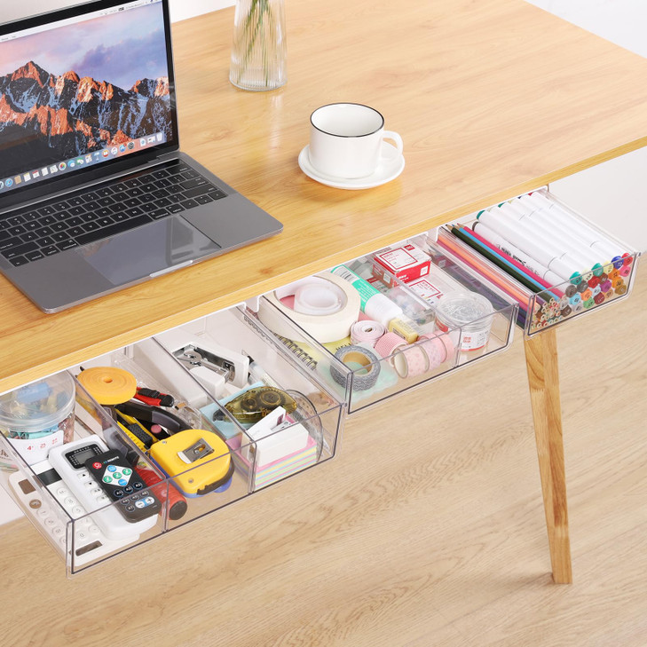 OTraki Under Desk Table Drawer Storage Organizer 3 Pack Large Medium Small Under Desk Storage Drawers Slide Out SelfAdhe