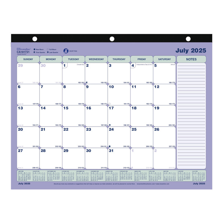 Brownline Academic Monthly Desk Pad Calendar 13 Months July 2025 to July 2026 11 x 85 CA18172126