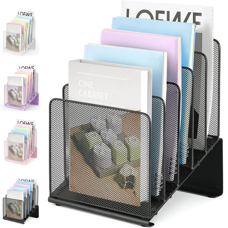 LEKETREE File Organizer for Desk File Folder Organizer with 5Section Vertical Rack Suitable for Home Office Document Org