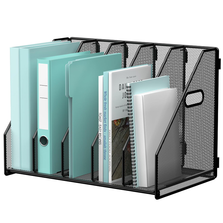Gawerk Desktop File Magazine Folder Holder 5 Vertical Compartments Desk Organizer Vertical Magazine Folder Organize with