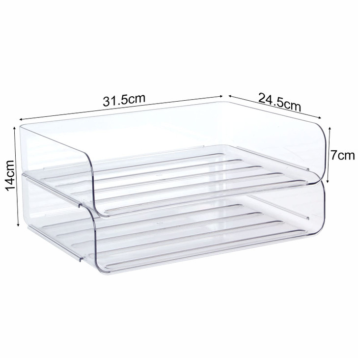 Zyners 2 Pack Stackable Desk Letter Paper Tray A4 Clear Plastic Desk File Organizer Letter Tray Desktop File Paper Organ