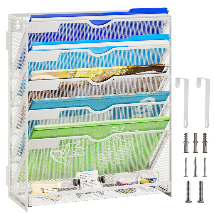 Lavatino 6Tier Hanging File Organizer Wall Mount File Holder for Mails Folders Papers Magazine Organization Vertical Doc