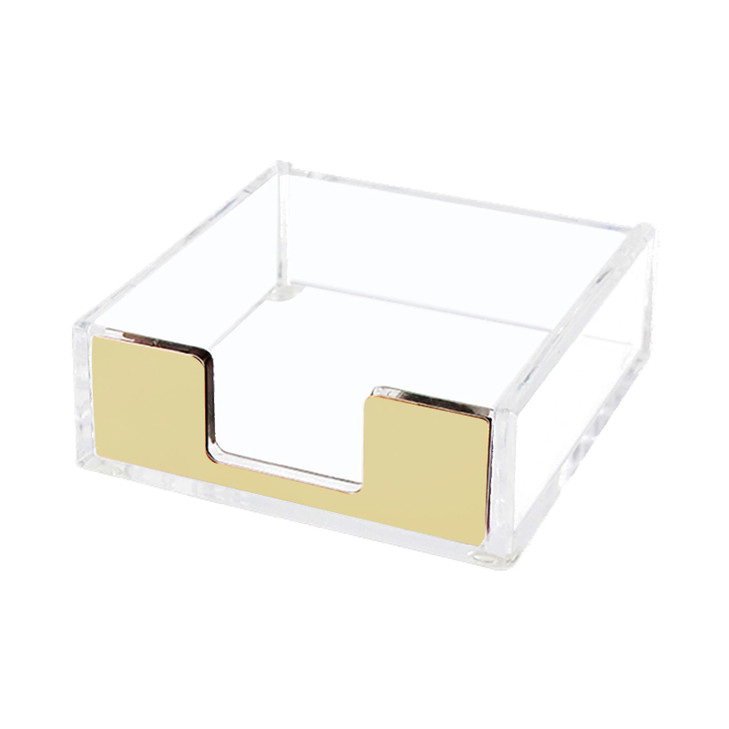 NatSumeBasics Gold Sticky Note Holder Clear Acrylic Yellow Post Note Pad Holders Memo Dispenser Case for Desk Office Sch