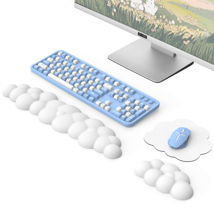 MoKo Cloud Wrist Rest Ergonomic Cloud Keyboard Wrist Rest with Mouse Rest Wrist Pad Upgraded PU Leather Cloud Arm Rest W