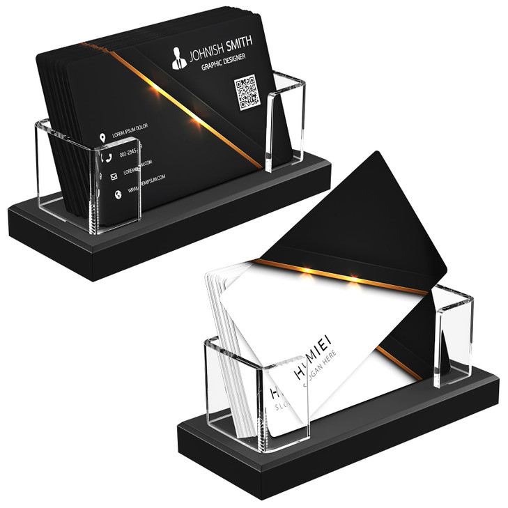 HIIMIEI Business Card Holder Acrylic 2 Pack Business Card Display for Desk Clear Business Card Stand for Office Receptio