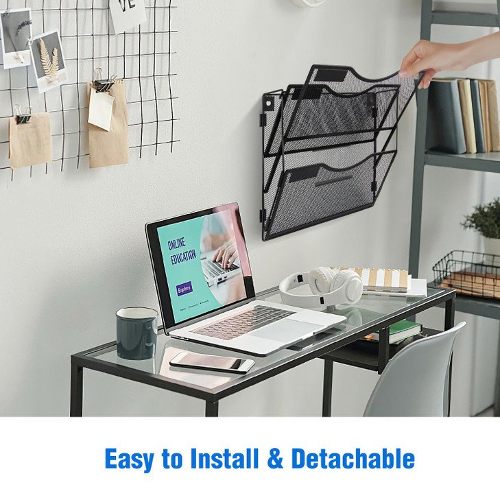 BOHDK Wall File Organizer 3 Pockets Mail Organizer Hanging Folder Holder Foldable Hanging or Wall Mounted Label Panel 2