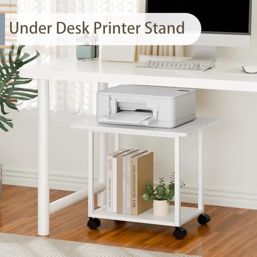 MARTY 22x1575 Large Under Desk Printer Stand with Storage Shelf 2Tier Rolling Printer Cart with Wheels Printer Table for